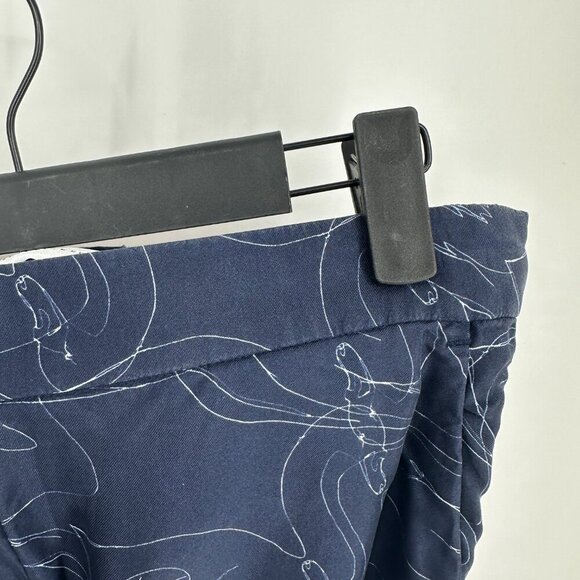 Victoria Beckham Cropped Pyjama Silk Trousers Abstract Swan Print Navy 4 - Picture 7 of 10